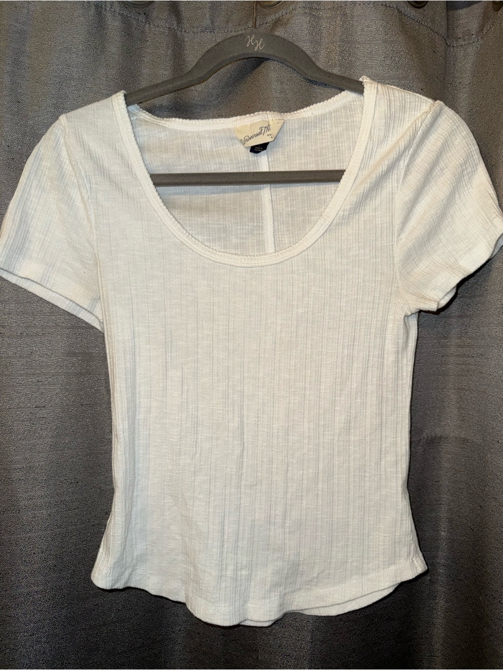 Universal Thread Ribbed Scoop Neck Short Sleeve Tee - White